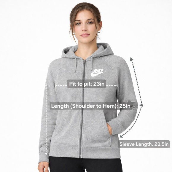 Nike Gray Full Zip Hoodie Womens Large Fleece Athleisure Jacket - Picture 7 of 7